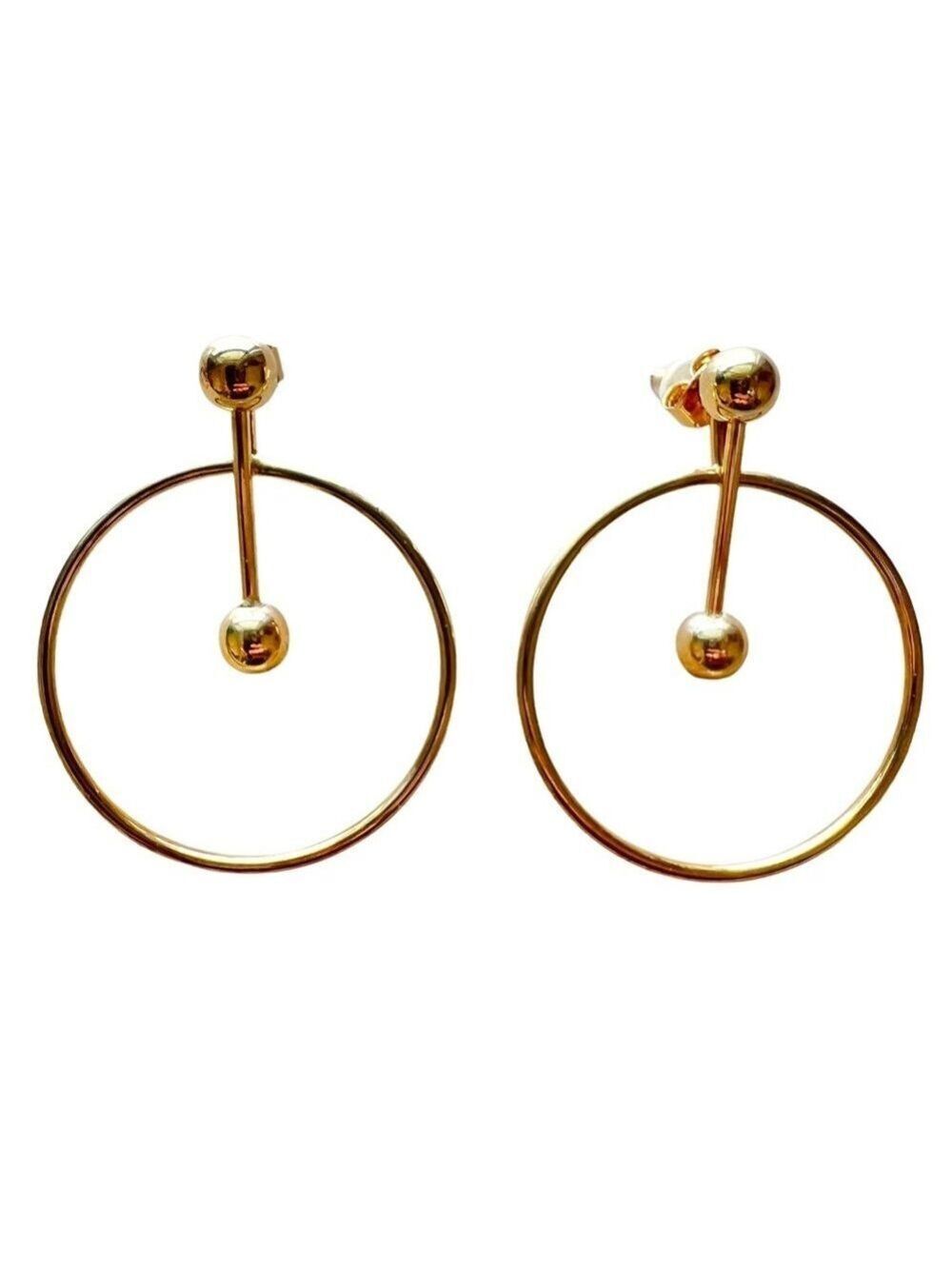 Gold Two Piece Hoop Earrings w/ Detachable Ball and Post, Worn 3 Ways
